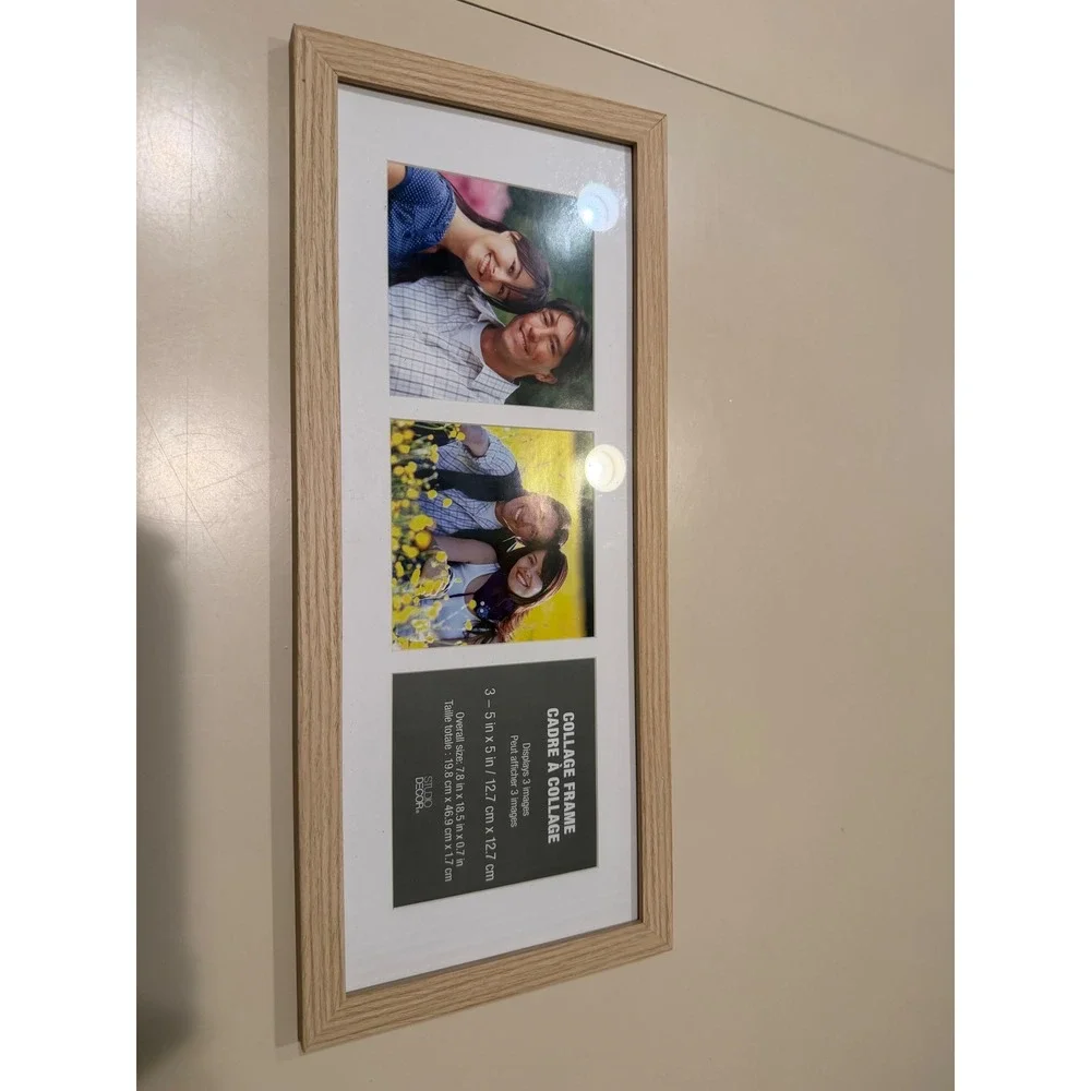 Studio Decor Wood Grain 3 Opening Collage Frame 5x5 Natural Tan Light Oak